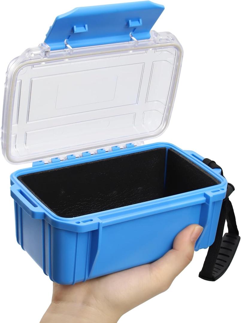 Small Dry Box Waterproof Box for Kayaking, Floating Waterproof Storage Container Water Tight Box Water Proof Blue Phone Box, 6.5" L x 4.3" W x 3.4" H, Blue