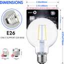 E ENERGETIC LIGHTING LED Globe G25 Dimmable Edison Light Bulb, 40 Watt Equivalent, 5000K,350LM, E26 Medium Screw Base, Christmas Light, G80 LED Edison Light Bulb, ETL Listed, 6-Pack