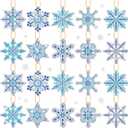 Jetec 20 Pcs Winter Christmas Snowflakes Diamond Painting Ornaments 5D DIY Diamond Painting Tags Christmas Hanging Art Kits Winter Snowflake Crystal Ornaments for Kids Art Crafts(Blue,Elegant)