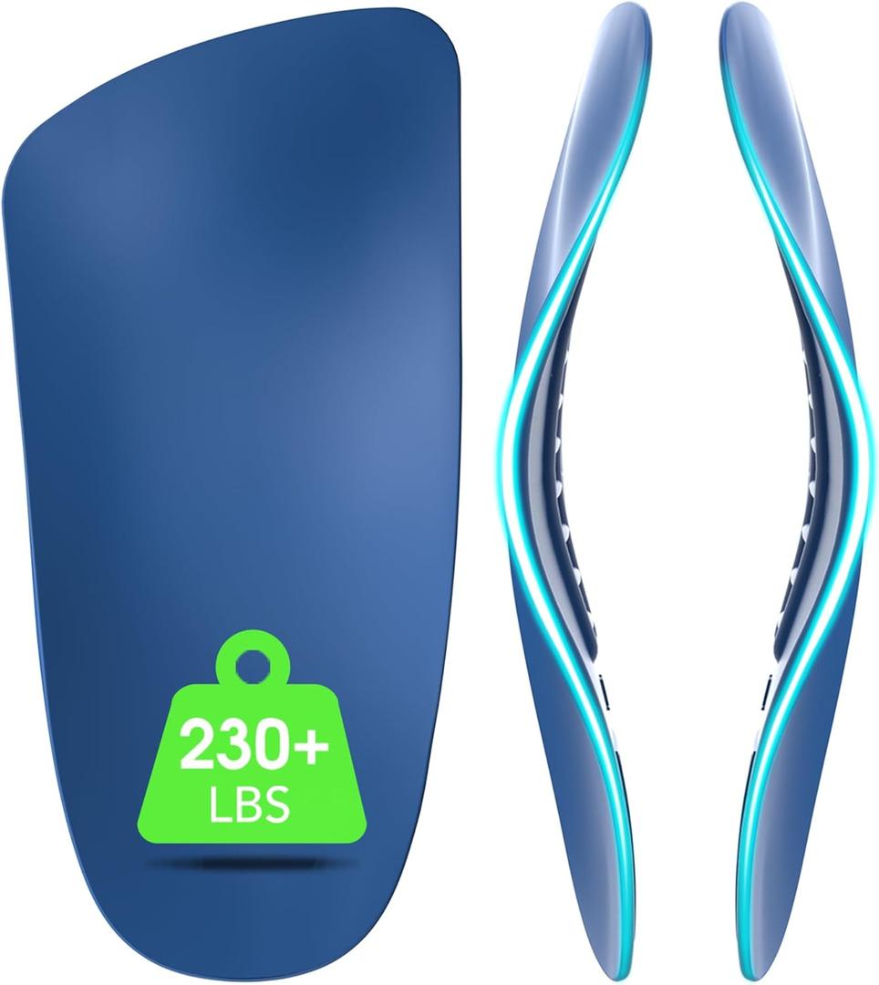 3/4 Arch Support Insoles, Plantar Fasciitis Foot Knee Hip Pain Relief, for High Arch Flat Feet