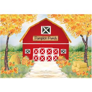 Allenjoy 7x5ft Fall Red Farm Backdrop for Photography Watercolor Autumn Great Pumpkin Patch Halloween Farmland Newborn Children Birthday Background Decorations Photobooth Banner Photo Studio Props