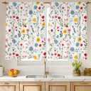 Kitchen Curtains (2 Pcs) Over Sink Cafe Basement Cortinas para Cocina Farmhouse Short Mini Curtain for Bathroom Window Spring Summer Elegant Country Rustic Modern Cute, 2636", White Floral