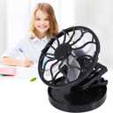 Estink Solar Powered Mini Clip On Fan, Electric Air Conditioner Cooling Cell Fan, No Battery Needed, Black, for Outdoor Travel, Camping, Hiking, Fishing, Golf