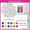 Max Fun 50 Pcs White Blank Easter Eggs Ornaments Bulk Decoration for Craft Hanging Plastic Artificial Eggs with Rope DIY Painting Decorating Basket Fillers Gift Easter Party Favors