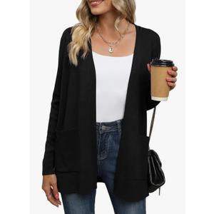 LILBETTER Womens Casual Lightweight Long Sleeve Open Front Cardigan Sweaters with Pockets XL