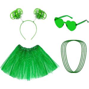 Women Tutu Costume Accessories Set Sunglasses Ponytail Headband Tutu Skirt Necklace for Halloween Mardi Gras