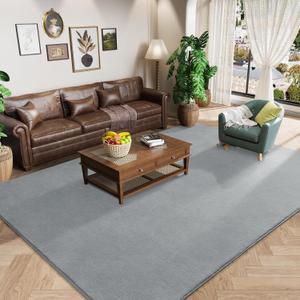 Amearea Large Modern Area Rugs for Bedroom Living Room, 8x10 Feet Grey Thickened Memory Foam Rug, Fluffy Indoor Washable Rugs Non Slip Minimalist Carpet for Boys Girls Dorm Nursery Room Decor
