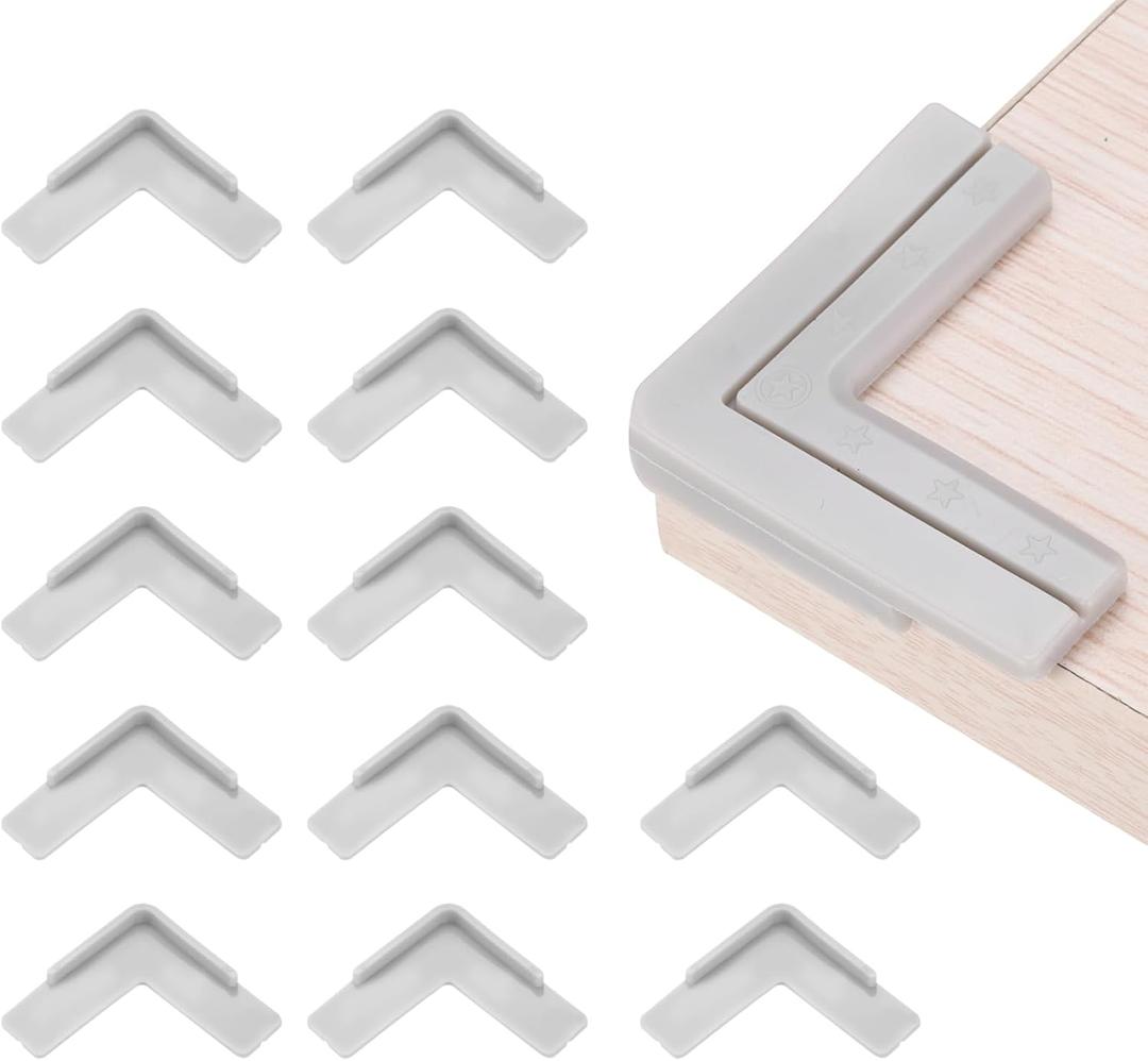 uxcell Corner Protectors, 12 Pcs Table Corner Protectors, Furniture Corner Guard and Edges Safety Bumpers for Table Edges and Sharp Corners (Star-Shaped, Grey) (Gray)
