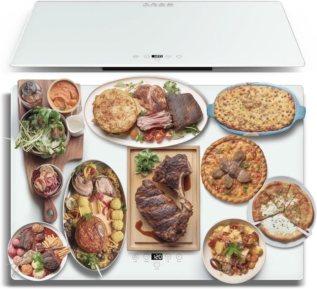 Electric Server Warming Tray,Food Warmer for Parties,9 Adjustable Temperature Control,6 Hours Timer,Ultra Slim Warming Tray,for Buffets,Restaurants,House Parties, Party(23.6" x 15.7")