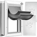 [Petoasis] 3-Flap Dog Door, Heavy-Duty Aluminum Pet Door for Extreme Weather, Energy-Saving and Heat-Insulating, Capable of Resisting Rainwater, Wind, and Snow Intrusion (Silvery White, XL for Wall)