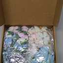 Fake Flower Heads Mini Silk Flowers Bulk Small Flower 3D Loose Faux Daisy Rose Sunflowers Plum Blossoms Craft for Wedding Party Cake Baby Shower Home Decor, 110Pcs(Blue)