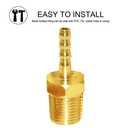 Hose Barb Fittings 1/8" Barb to 3/8" NPT Male Thread Brass Metals Adapter Connector(5 Pcs)