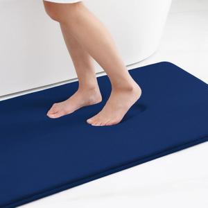 Smiry Memory Foam Bath Mat 36x24, Extra Soft and Absorbent Bathroom Mats, Non Slip Washable Carpet for Floor, Shower and Tub, Navy Blue