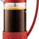 Bodum 34oz Brazil French Press Coffee Maker, High-Heat Borosilicate Glass, Red - Made in Portugal