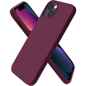 ORNARTO Compatible with iPhone 13 Case 6.1, Slim Liquid Silicone 3 Layers Full Covered Soft Gel Rubber Phone Case Protective Cover 6.1 Inch-WineRed