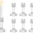 Glasseam Glass Tapered Candlestick Holders: 5 Pcs Clear Crystal Candle Holders Candle Sticks Holder Decor Modern Small Taper Candle Holders for Table Centerpiece Wedding Christmas Advent Decoration
