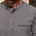 Mens Henley Shirts Casual Waffle Stretch Summer T-Shirt with Pocket (S-XXL) (Gray, S)