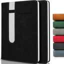 Lined Journal Notebook, 240 Pages, A5 5.7" x 8.3", PU Leather Journals with Elastic Pen Holder, 80 GSM Thick Paper, Water-Resistant Hardcover Notebooks for Writing Journaling Office School - Black, 2 Pack