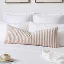 Kevin Textile Soft Plush 14x36 Inch Long Lumbar Pillow Cover 1 Pack, Luxury Fluffy Faux Fur Striped Flannel Rectangle Body Cushion Case for Couch Sofa Chair Bed Home Decor, Beige