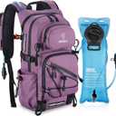 NOOLA Hydration Backpack with 3L Water Bladder - 22L Water Backpack for Hiking, Cycling, Running, Biking - Lightweight Hiking Pack Bag with Rain Cover, Phone Holder and Trekking Pole Holders, Purple