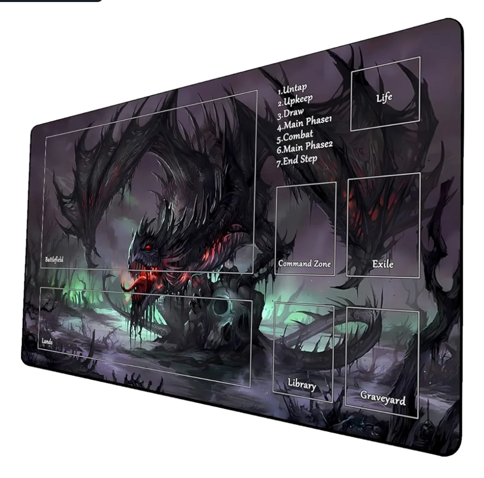 MTG Playmat, Game Play Mat for MTG TCG 24 x 14 inches Trading Card Inked Game Playmats with Storage Bag Smooth Rubber Surface Battle