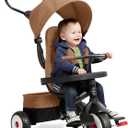 Radio Flyer City 4-in-1 Stroll 'N Trike, Mocha, For Riders 1-5 Years Old, 4 Riding Modes, 3 Point Harness with Comfort Pad, Parent Controlled Steering, Rear Storage, Stroller Tricycle for Toddlers