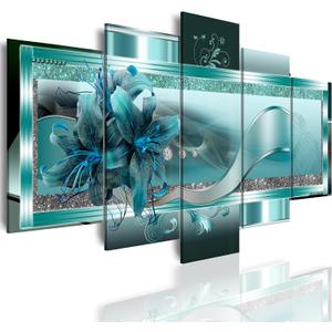 LUDUHU Turquoise Orchid Flowers Canvas Print - Abstract Green Floral Poster, Orchid Wall Art Painting Decor for Home Decoration Artwork Picture Bedroom Green Floral (A,Oversize 40x20inch)