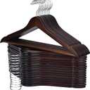 Wooden Hangers, 30 Pack Wood Hangers with 360-Degree Rotatable Hook and Pants Bar, Smooth Finish Coat Hanger Wooden for Closet, Walnut