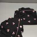 SweatyRocks Women's 2 Piece Pajama Set Cherry Print Sleepwear Button Down Shirt and Pant Sets Black Medium