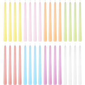 MTLEE 32 Pcs Long Taper Candlestick Bulk 10 Inch Colorful Tapered Candle Smokeless Unscented Candlestick Paraffin Wax with Cotton Wick for Dinner Wedding Party Church Home Decor (Macaron)