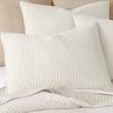 Levtex Home Cross Stitch Reversible Full/Queen Quilt Set (88x92in) with 2 Pillow Shams (26x20in) - Stitch Texture - Cream - Cotton Full/Queen Size Quilt Bedding Set - Lightweight, Soft, Pre-Washed