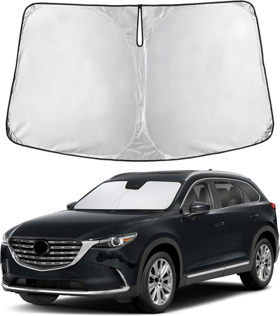 EcoNour Windshield Sunshade Compatible for Mazda CX-9 2016-2024 2025 2026, Sun Visor for Front Windshield & Window Sun Shade Cover, UV Heat Blocker & Protector, Car Accessories