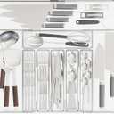 Clear Expandable Silverware Organizers for Kitchen Drawers,Large BPA Free Cutlery Organizer in Drawer,Plastic Utensil Drawer Organizer Suitable as Flatware,Knife,Fork,Spoon,Silverware Holder and Tray