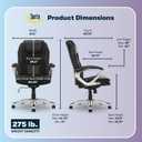Serta Amplify Executive Office Chair with Faux Leather and Mesh, Adjustable Ergonomic Comfy Seat with Lumbar Support, Modern Computer DeskChairs, Swivel Rolling Wheels, Black