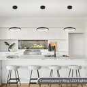 12" Ring Modern Led Chandelier Black Led Ring Chandelier Modern Pendant Lights Adjustable Height Light Contemporary Light Fixture for Kitchen Island Bedroom Kitchen Island Dining Room