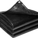 Reinforced PE Pond Liner 20 x 25 FT, 28 Mil Sun Resistant Preformed Pond Liner, Hemmed Edge with Buttonholes Liner for Outdoor Large Ponds, Fish/KOI/Duck Pond, Garden Waterfall, Waterscape, Black