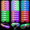 60 Pcs Glow In The Dark Glasses, 6 Colors LED Glasses Bulk for Adults, Glow Neon Party Supplies for Carnival Halloween Christmas Birthday Wedding