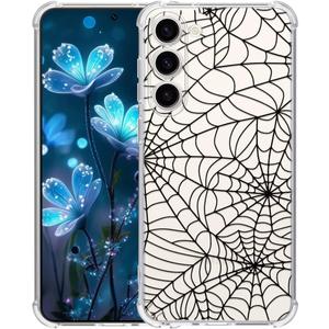 YESPURE for Samsung Galaxy S24 Case Halloween Clear Cute Spider Web Painting Case for Kids Transparent Soft TPU Slim Protective Case Bumper Shockproof Protection for Galaxy S24