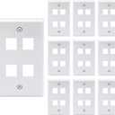VCE 4 Port Keystone Wall Plate UL Listed (10-Pack), Single Gang Wall Plates for RJ45 Keystone Jack and Modular Inserts, White
