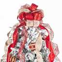 Champagne Gold Glitter Christmas Tree Topper Bow 11 Inch with 6 Ribbon Tails 3 Yards Long Wired Ribbon for Holiday Easy Style Party Decoration