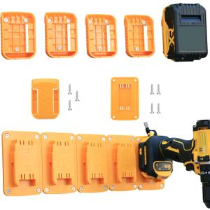20 Pack Battery Holders Tool Holders for Dewalt 20V Drill Tools,10pcs Tool Hangers and 10pcs Battery Organizer Wall Mount(Yellow,70pcs Screws)