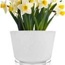 6-Inch Self-Watering Plant Pot with Visual Reservoir and Drainage Hole, Set of 5, Plastic Flower Pots, Planting Pot for Indoor Outdoor Plants (Frosted Mixed Color)