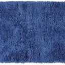 Puniamol Soft Shaggy Round Toilet Rug U Shaped for Bathroom, Excellent Absorbent Contour Toilet Mat Machine Washable, Non-Slip Microfiber Chenille Bathroom Rugs 24" Navy Blue
