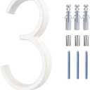 White Floating House Numbers - 5 Inch Modern Metal House Numbers for Outside, Creats Attractive Interesting Shadows, High Gloss Number 3