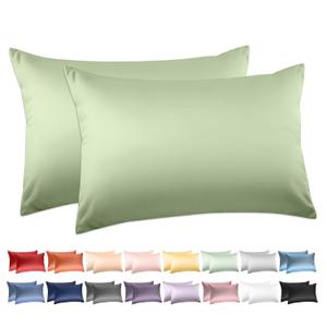 100% Cotton Queen Pillowcases Set of 2, Deep Dream 600 Thread Count Pillow Cases, 20x30 Inches, Super Soft and Breathable Envelope Closure (Sage Green)