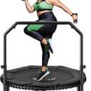 BCAN BT2 450/550LBS Mini Rebounder Trampoline for Adults with Bar, Fitness Trampoline with Bungees, Adjustable Handle, Stable & Quiet, Indoor Outdoor, Whole-Body Workout & Relaxation at Home-40IN