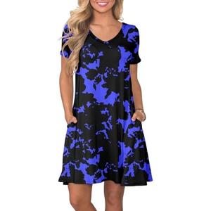 lionstill Women's Casual T Shirt Dress Summer Short Sleeve Swing Dresses with Pockets 3XL