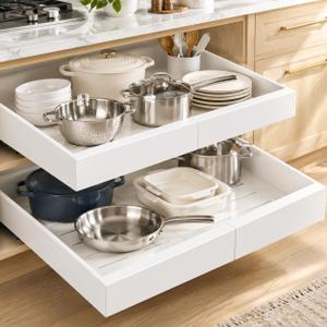 2 Pack Expandable Pull Out Cabinet Organizer,21" Deep,White