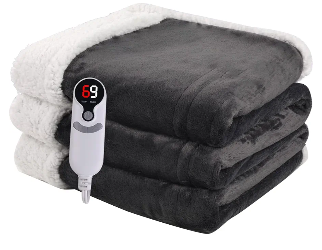 Heated Blanket Electric Blanket Full Size 72''x84'' with 9 Heating Levels, 1-10 Hour Auto Shut Off, Machine Washable, Flannel & Sherpa Soft Warming Blanket for Couch, Bed, Office - Dark Grey