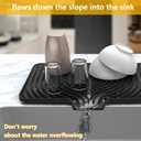 Silicone Dish Drying Mat for Kitchen Counter , Dish Drying Rack Mat with Built in Drain, 18 Inch Drying Mats for Dishes Dry Pad for Kitchen Counter,Not applicable Bumps up sink (1812inch, black)